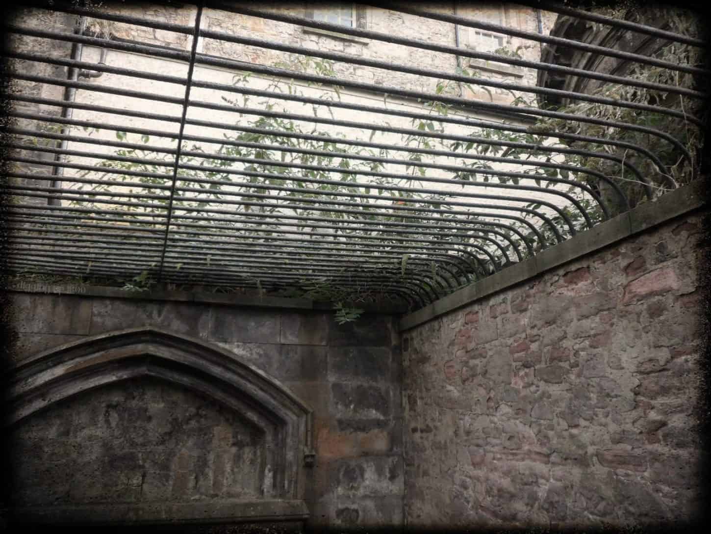 Caged lair designed to prevent body snatching. Edinburgh Greyfriars Kirkyard, Scotland 