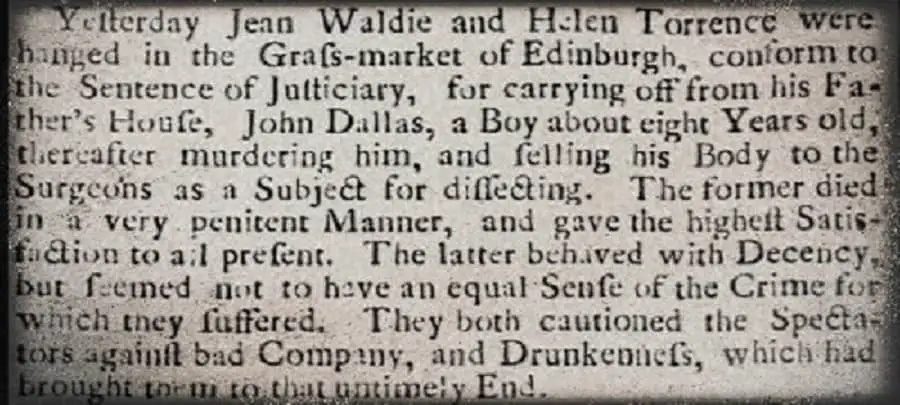 Edinburgh's first body snatchers 1752