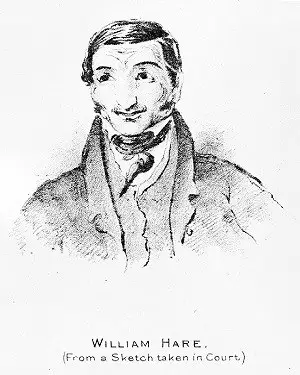 William Hare a sketch taken in court via Wellcome Collection