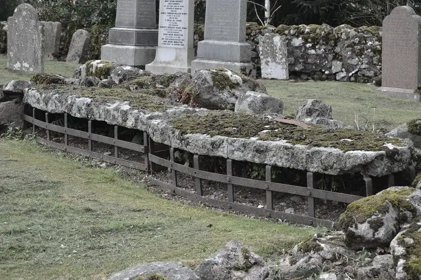 Mortsafes at Kinnernnie Cemetery Aberdeenshire