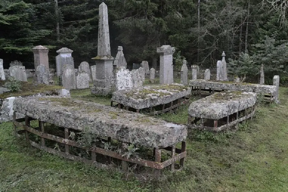Cages over Graves or Mortsafes at Cluny Aberdeenshire