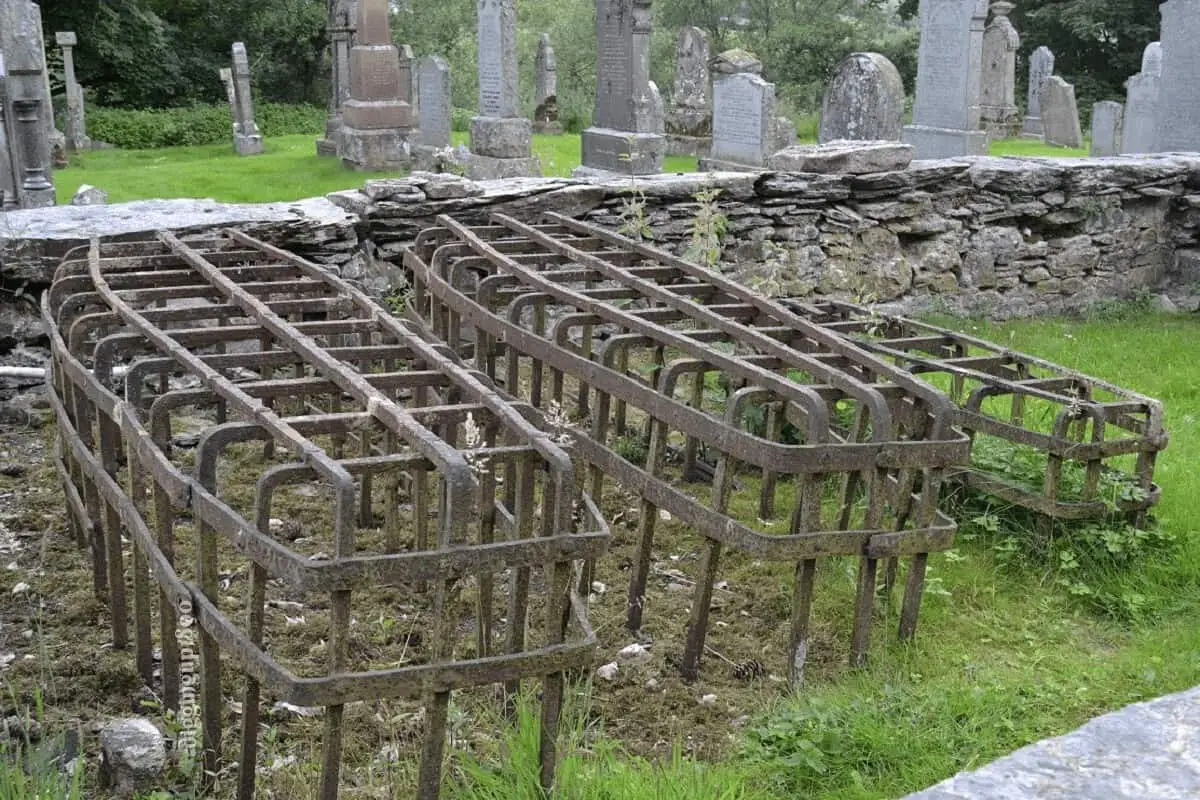 Cages over graves in Logierait, Perthshire Scotland