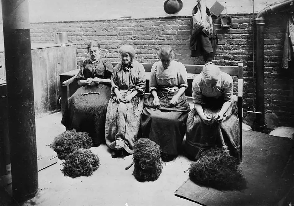 Oakum picking in a Victorian workhouse