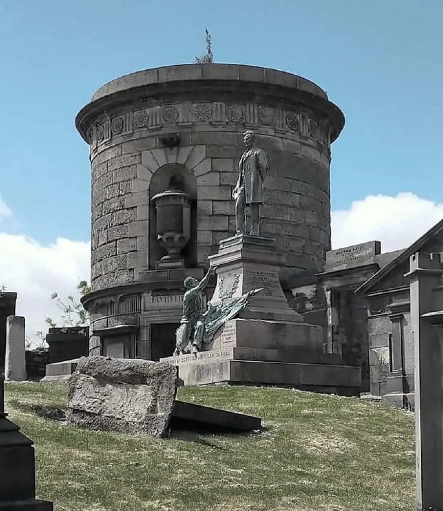 Hume Monument & American Civil War monument at Old Calton Burial Ground Edinburgh