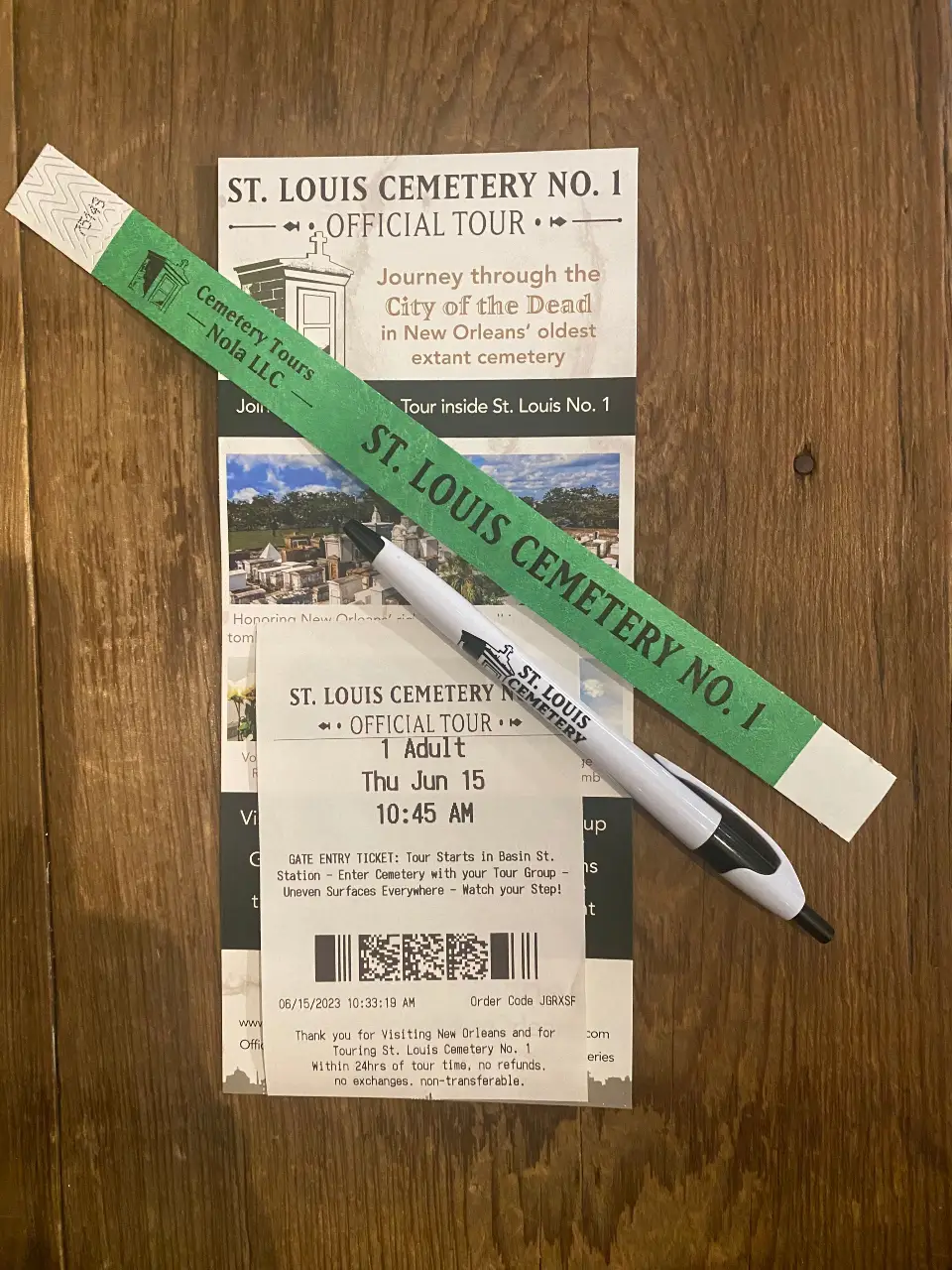 Entry tickets for St. Louis Cemetery No. 1