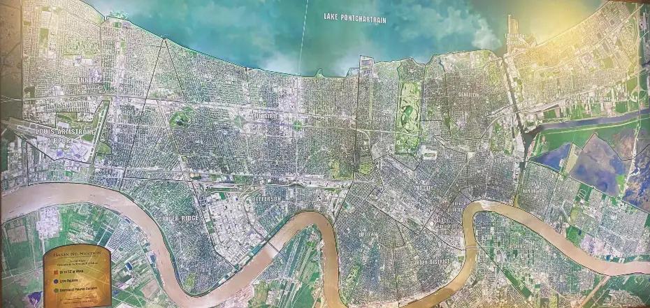 Area map of New Orleans from Basin St Visitor center