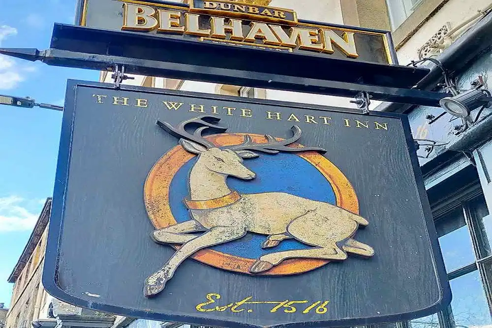 Pub Sign For White Hart Inn Edinburgh